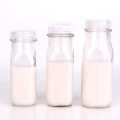 Unique 13oz square empty milk glass bottle with plastic lid